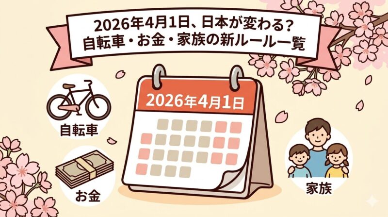 2026年4月1日、日本が変わる？自転車・お金・家族の新ルール一覧